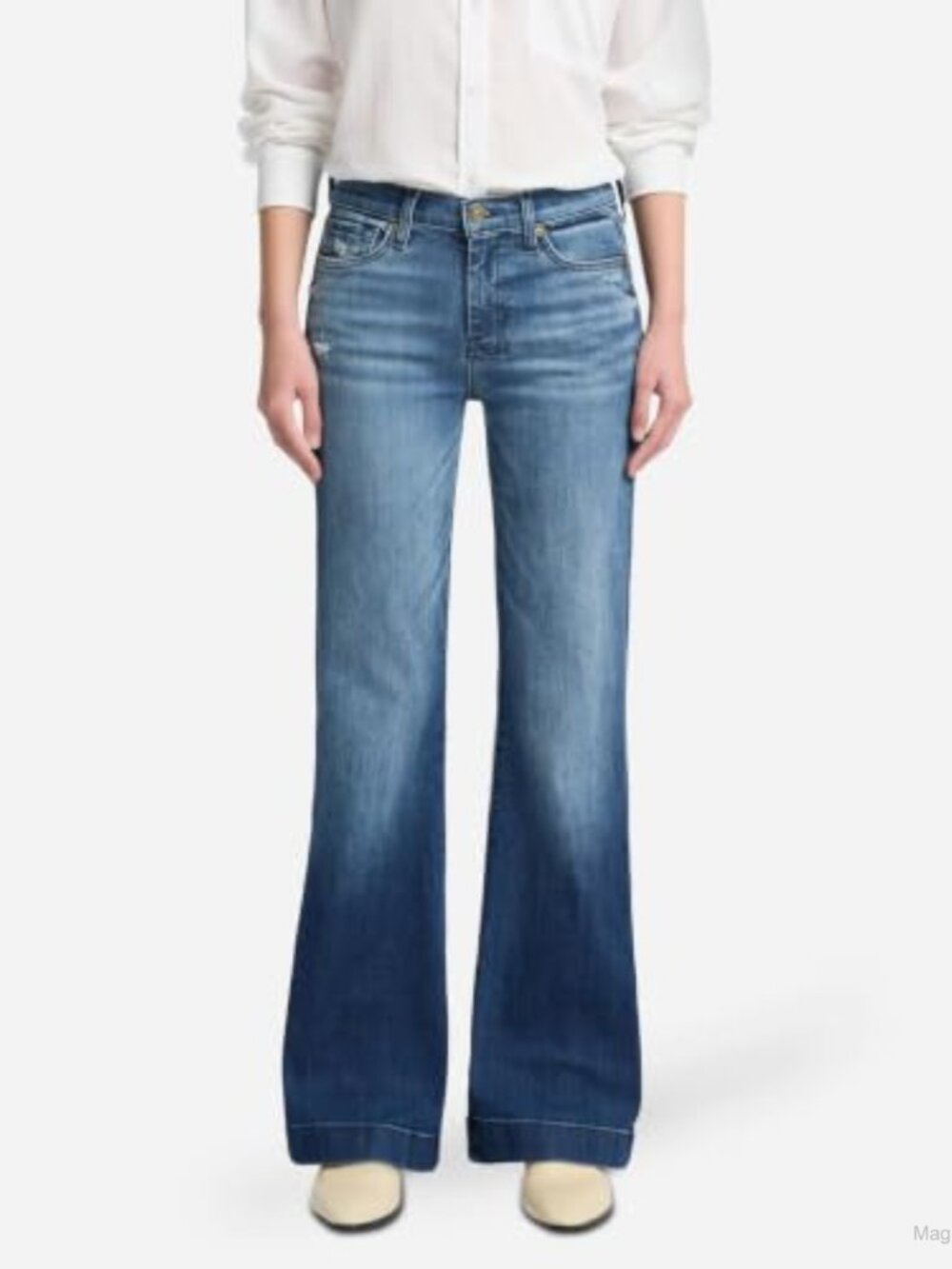 Petite Tailorless Flare Wide Leg Jeans Stretch Denim Mid Rise Casual